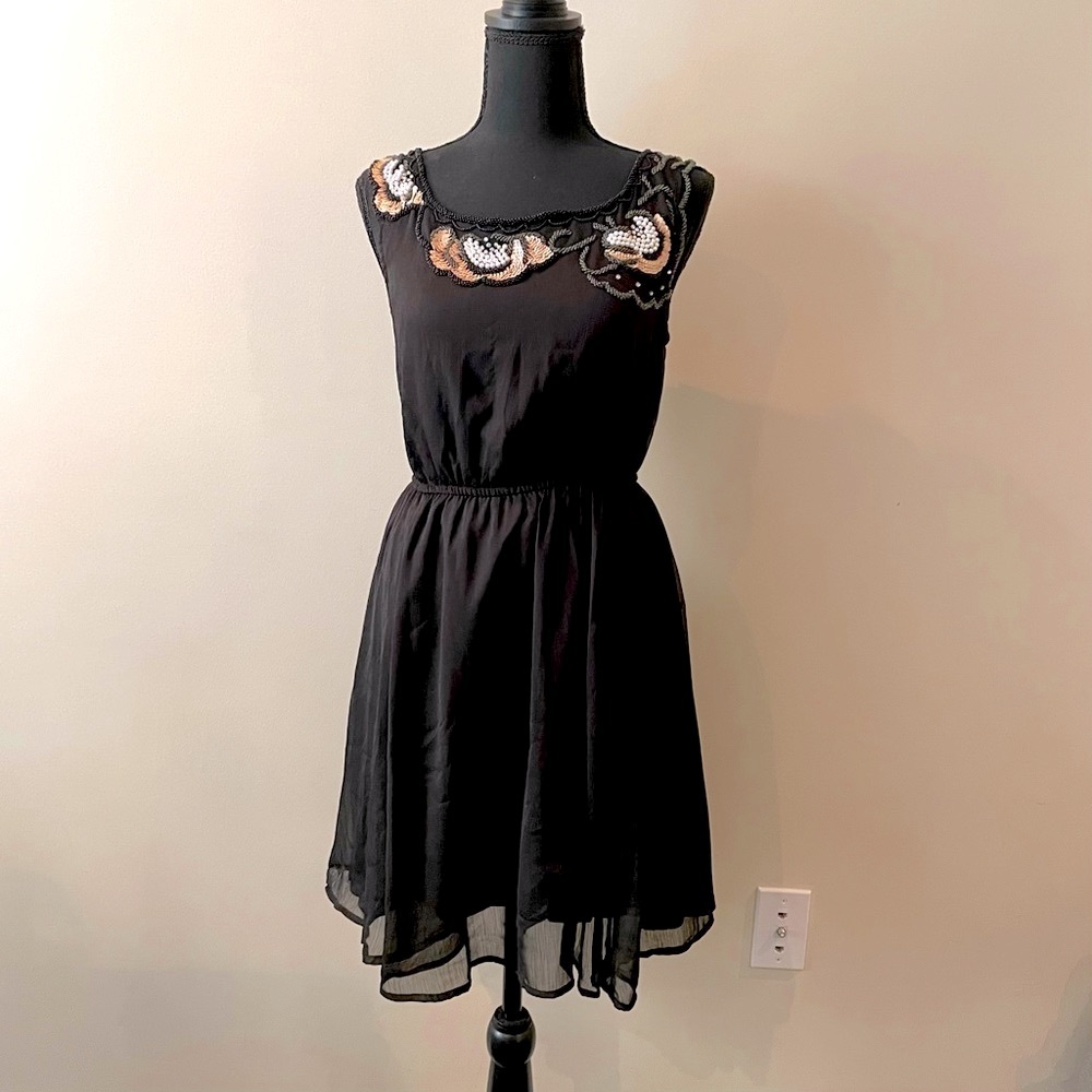 Willow & Clay - Beaded black sleeveless dress - size S